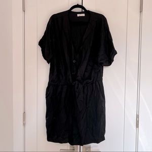 LOFT Lou & Grey Black tie-front Romper with Pockets - Size XXL